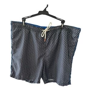 Tommy Bahama Navy Fish Swim Trunks W Liner 5 1/2” Sz Large
